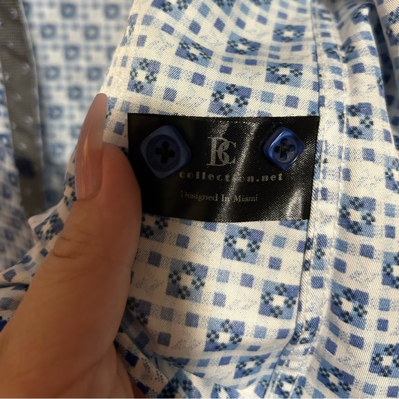 BC Collection designed in Miami- white and blue squared designed 2 tone- size L - Picture 6 of 7